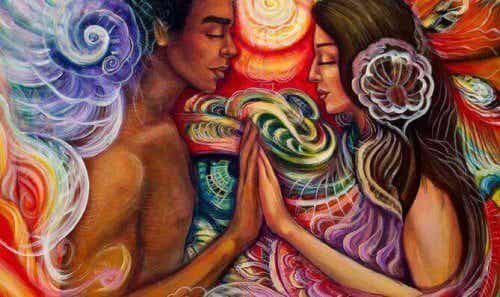 The mystery of mental attraction: two souls caressing each other
