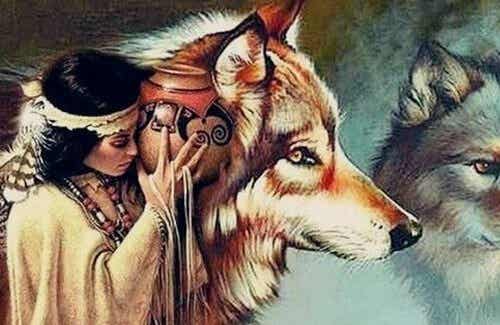 Dakota legend: the woman and the wolves
