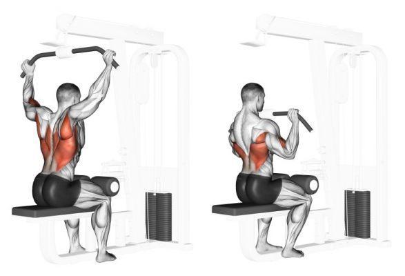 Lat machine pull-ups with prone front grip